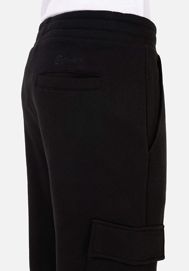 Regular Fit Orta Bel Erkek Pamuk Karışımlı Siyah Eşofman Altı