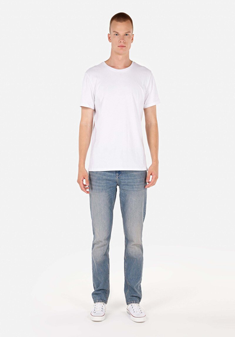 Straight Fit Düşük Bel Düz Paça Erkek İndigo Jean Pantolon