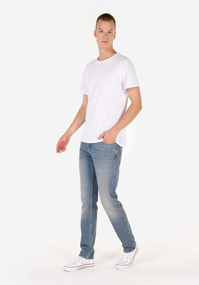 Straight Fit Düşük Bel Düz Paça Erkek İndigo Jean Pantolon