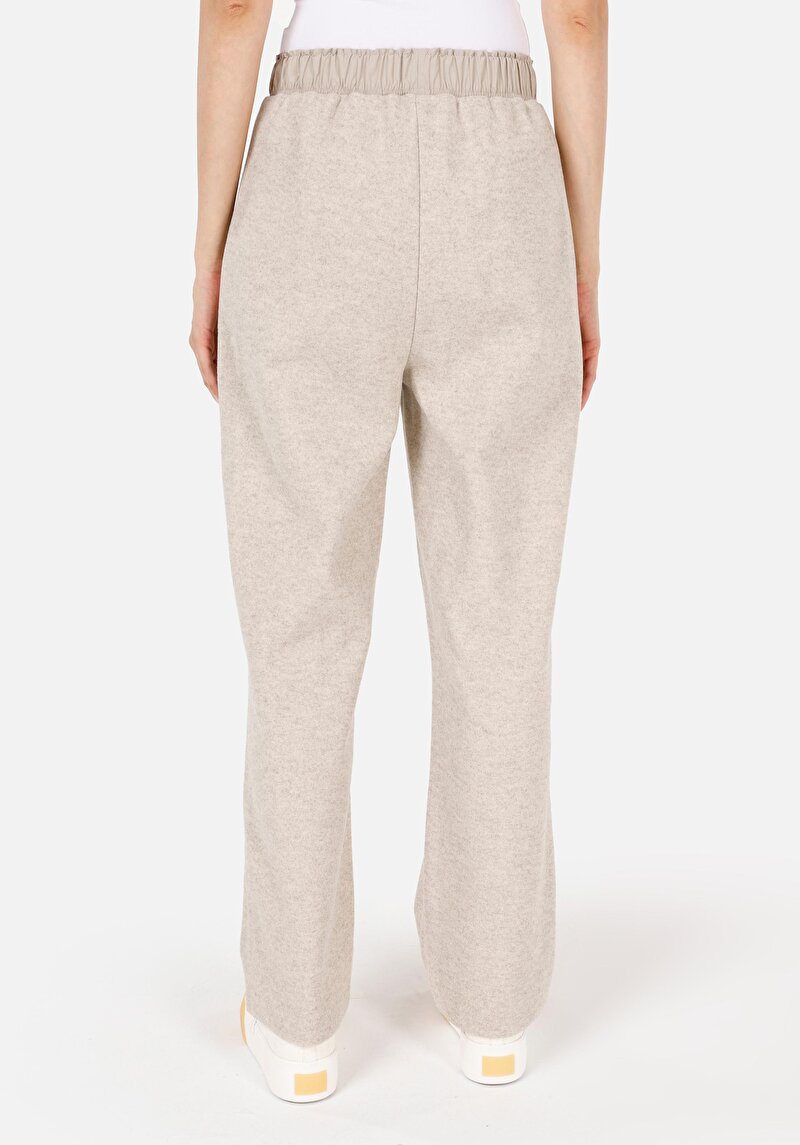 Regular Fit Orta Bel Kadın Bej Eşofman Altı