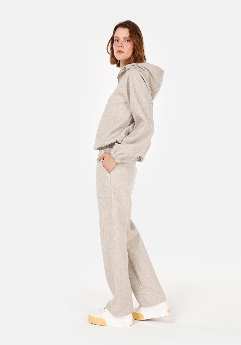 Regular Fit Orta Bel Kadın Bej Eşofman Altı