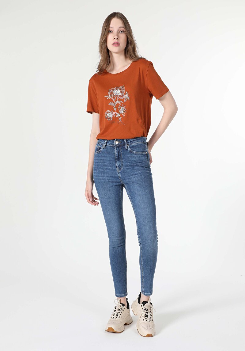 Skinny Fit Yüksel Bel Dar Paça Fermuarlı Kadın Denim Jean Pantolon