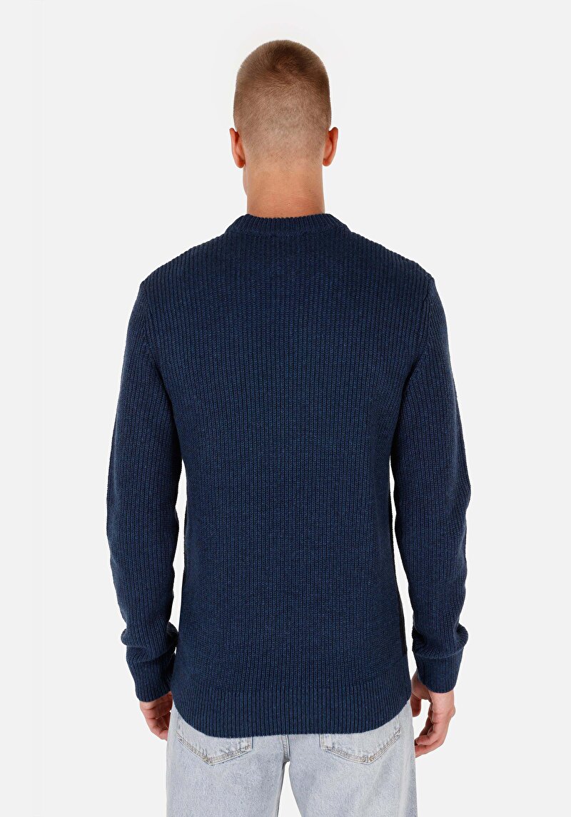 Regular Fit Dik Yaka Erkek Lacivert Kazak