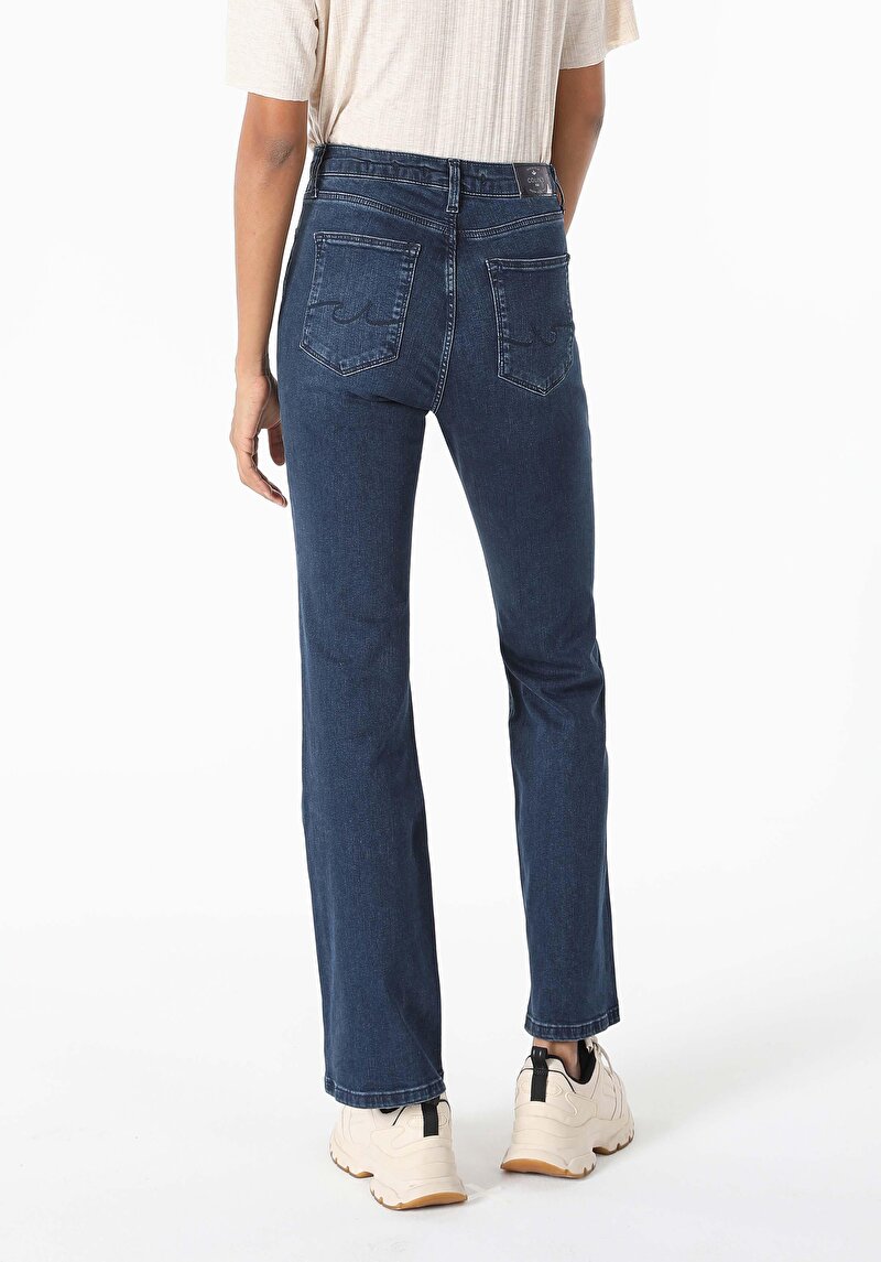 Regular Fit Orta Bel Bootcut Kadın İndigo Jean Pantolon