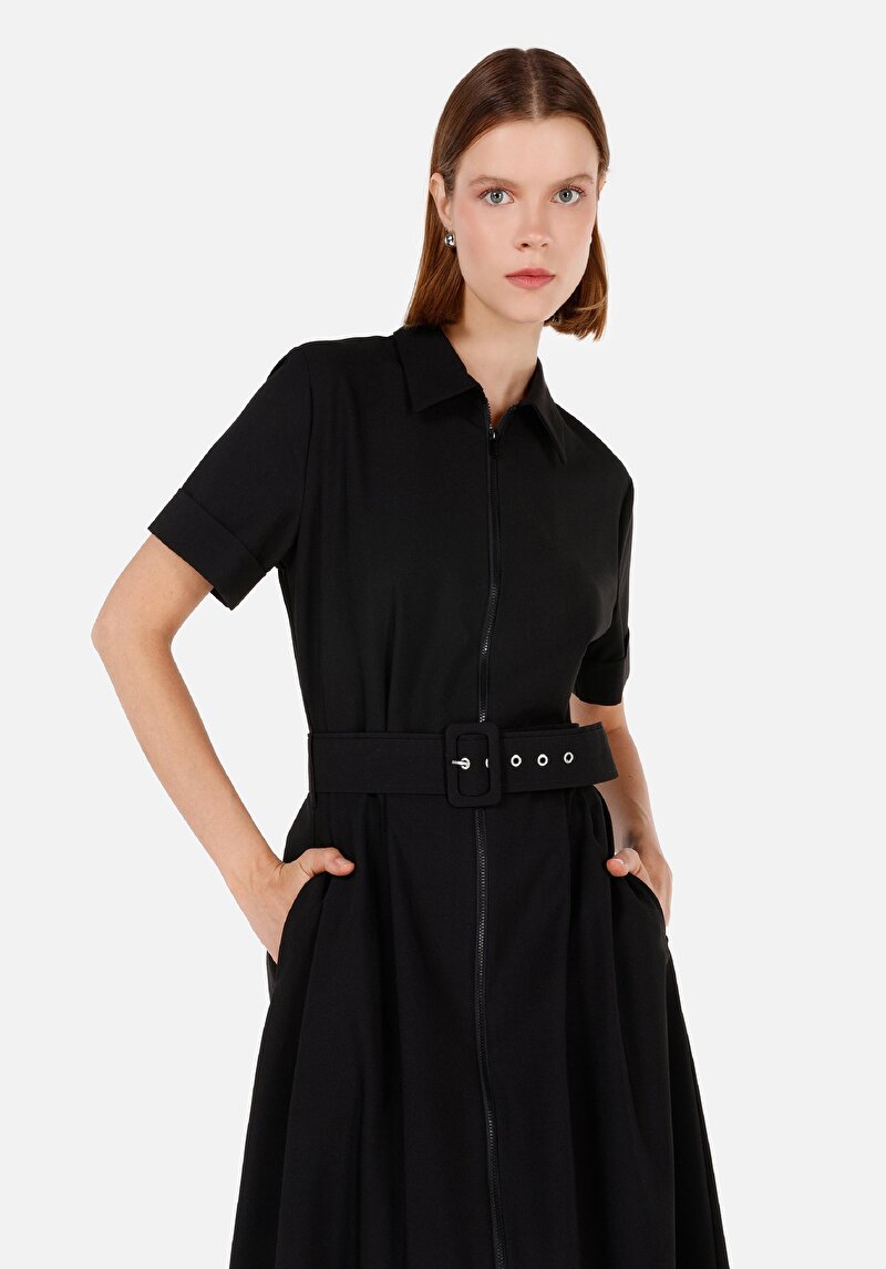 Regular Fit  Kadın Siyah  Elbise