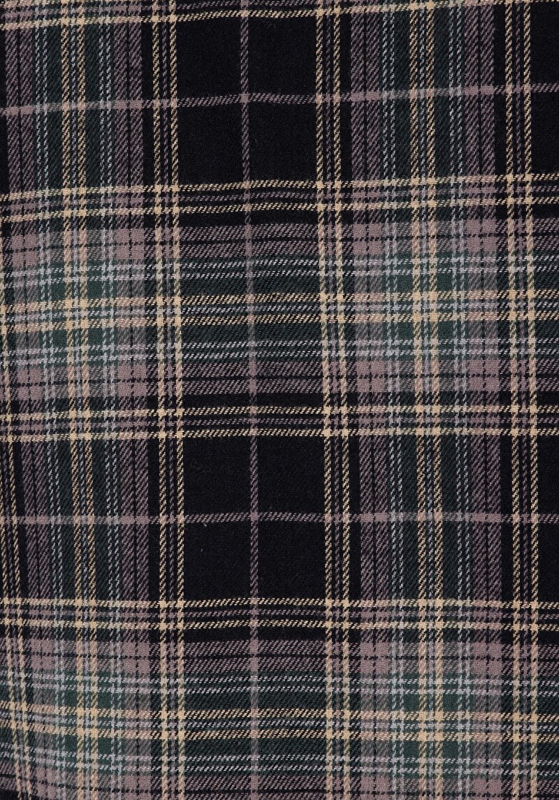 Regular Fit Düğmeli Yaka Ekoseli Erkek Yeşil Uzun Kol Gömlek