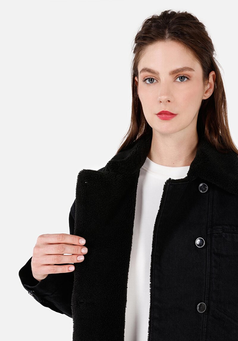 Regular Fit    Kadın Siyah Ceket