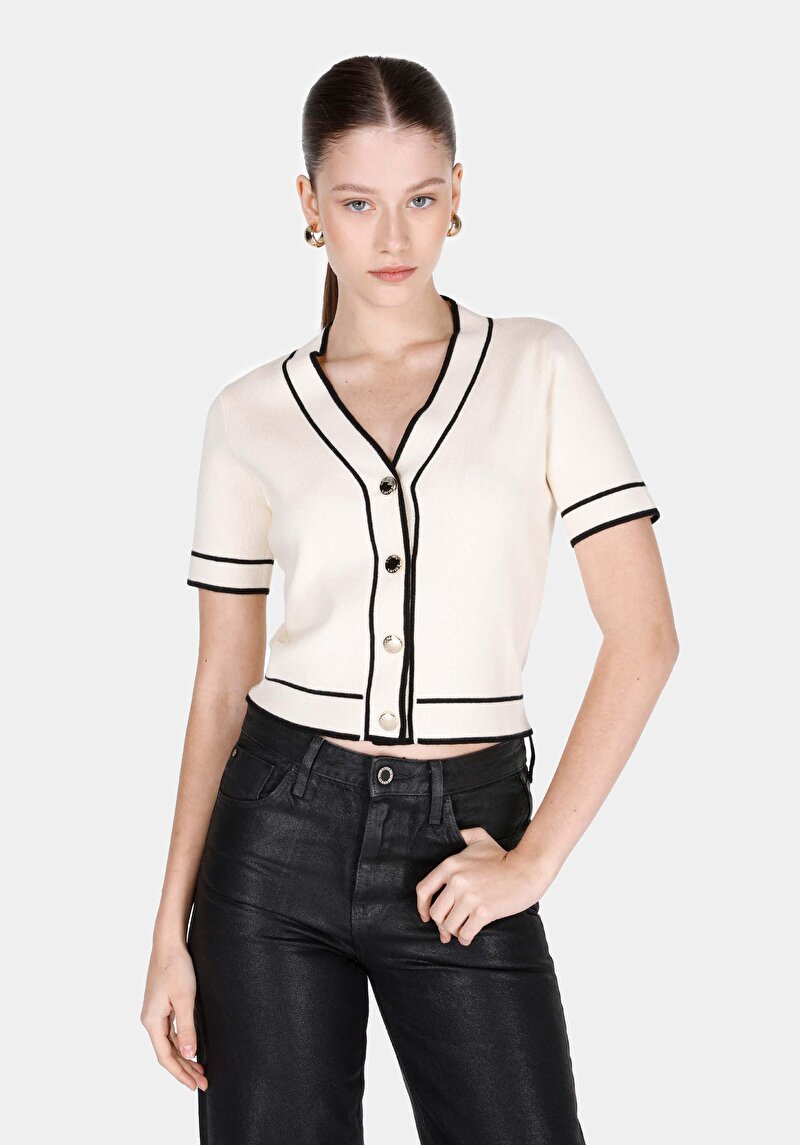 Slim Fit   Kadın Ekru Hırka