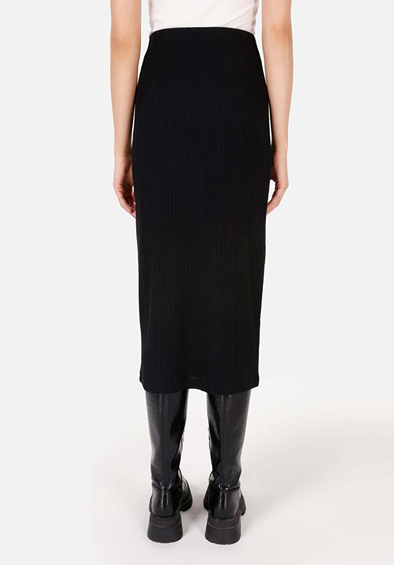 Slim Fit Cepsiz Kadın Siyah Etek