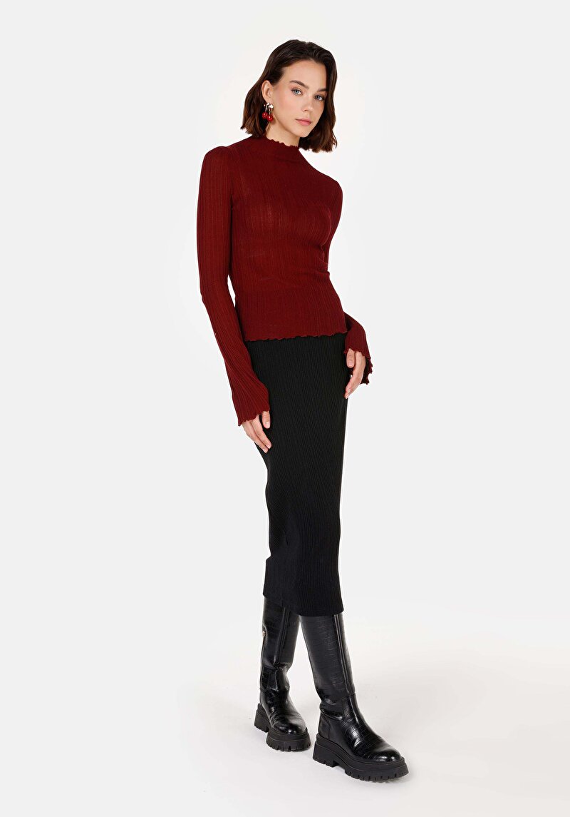 Slim Fit Cepsiz Kadın Siyah Etek