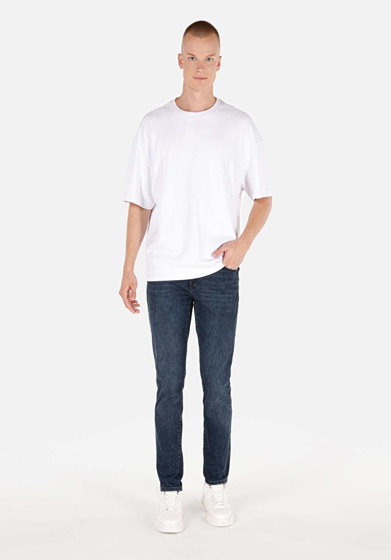 Slim Fit Erkek İndigo Jean Pantolon