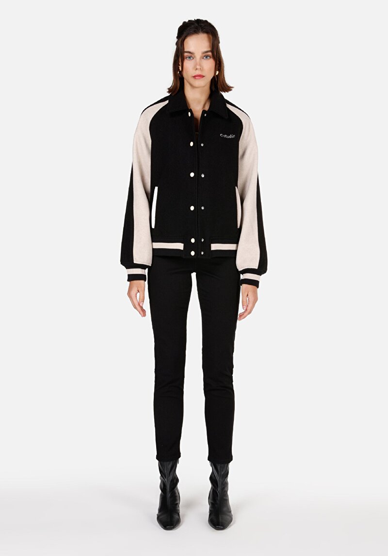 Regular Fit    Kadın Siyah Ceket