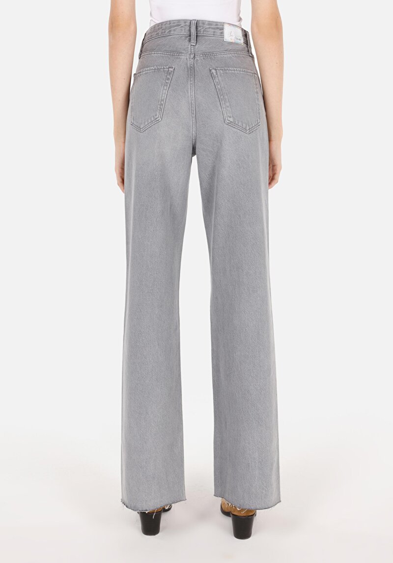 Regular Fit Kadın Gri Jean Pantolon