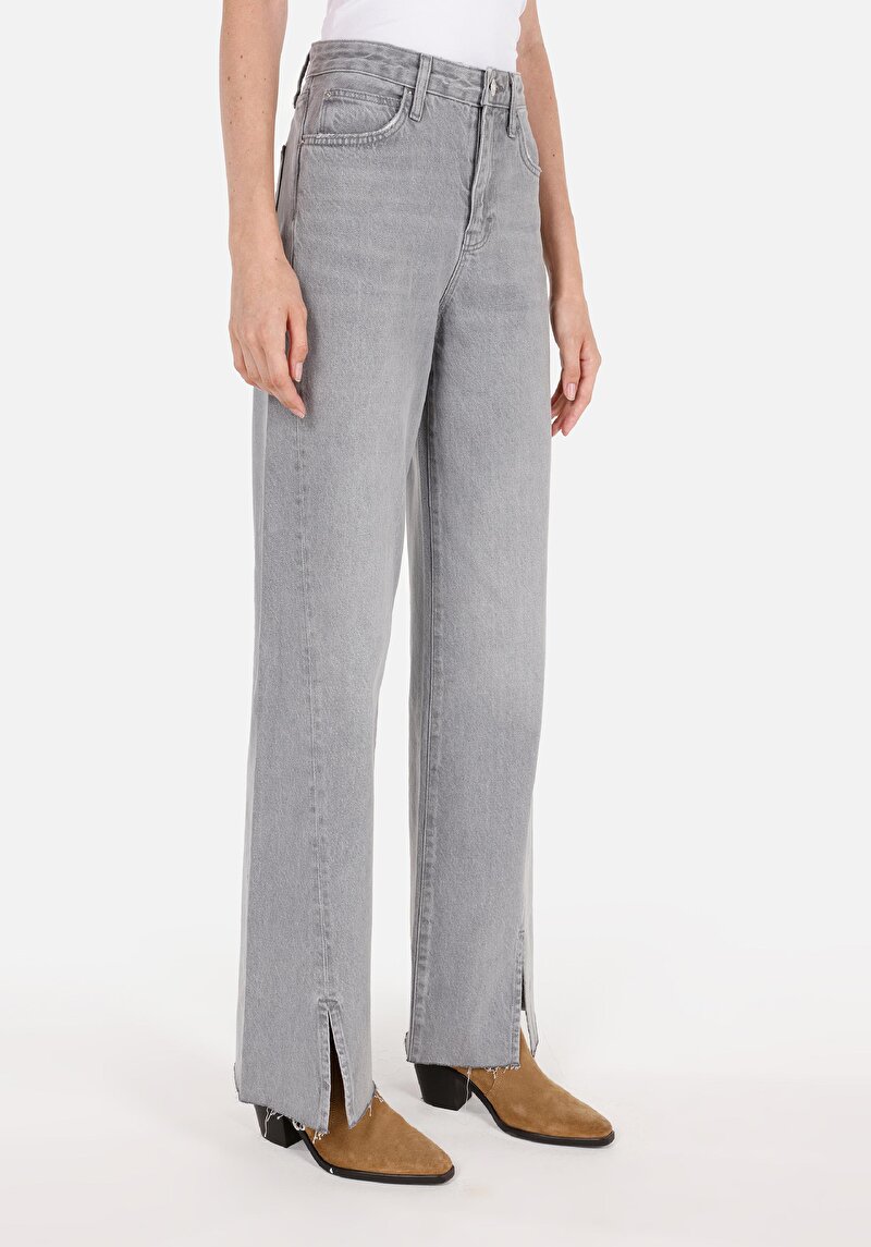 Regular Fit Kadın Gri Jean Pantolon