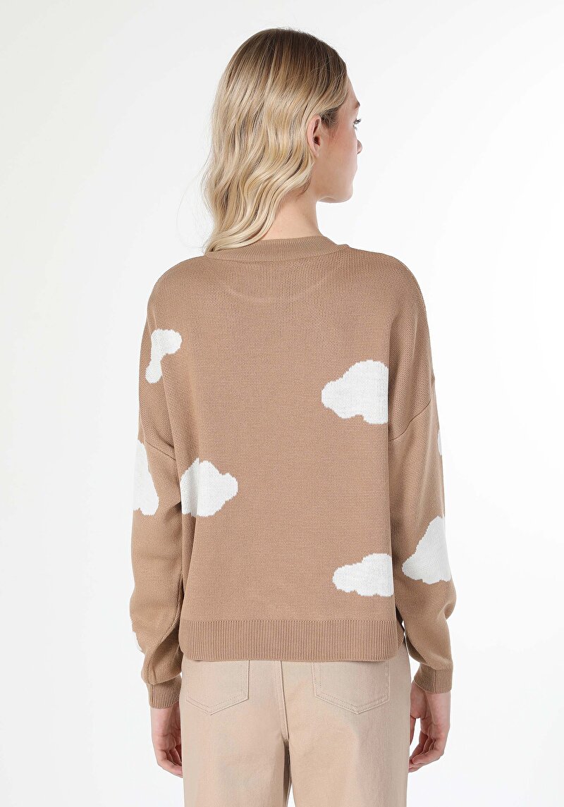 Regular Fit Yuvarlak Yaka  Kadın Bej Kazak Cl1061094