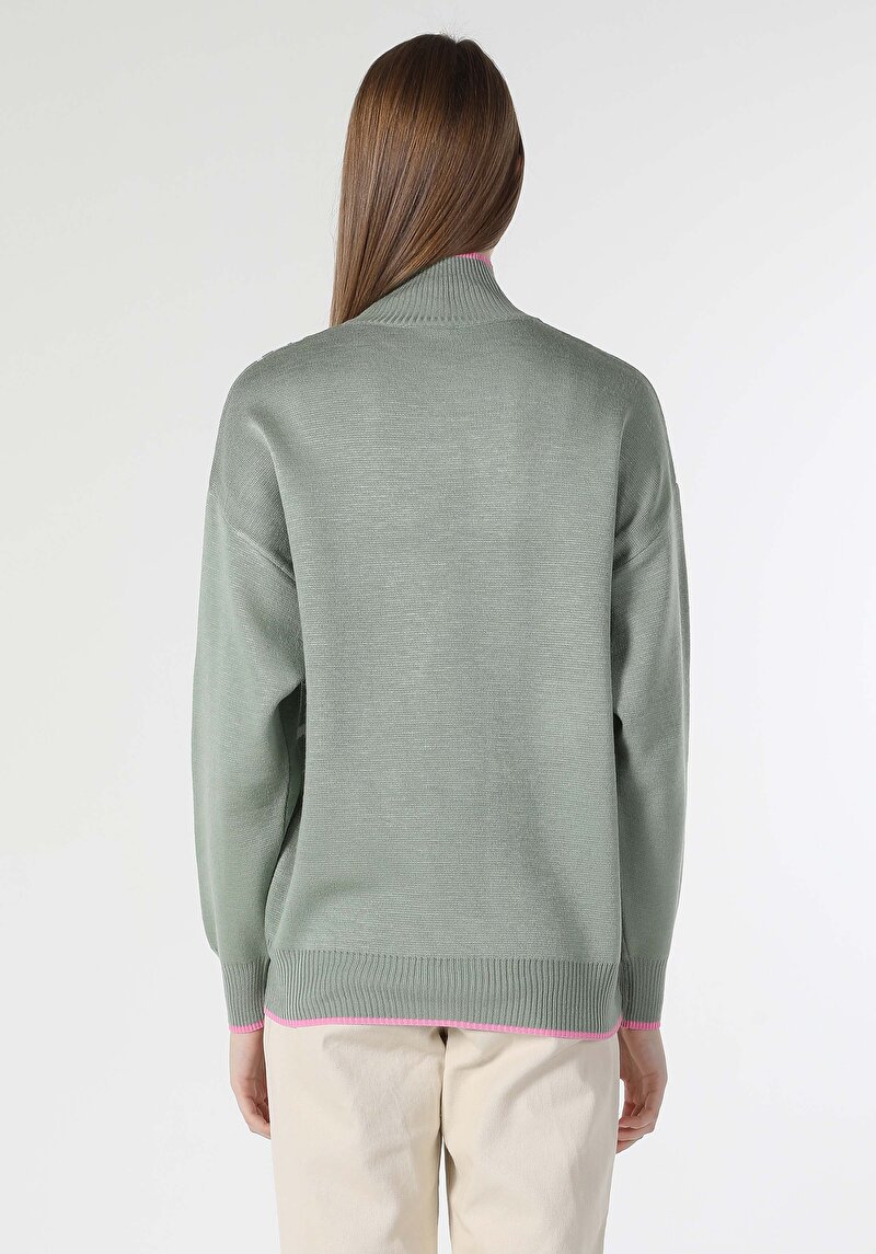 Regular Fit Balıkçı Yaka Etnik Kadın Çok Renkli Kazak