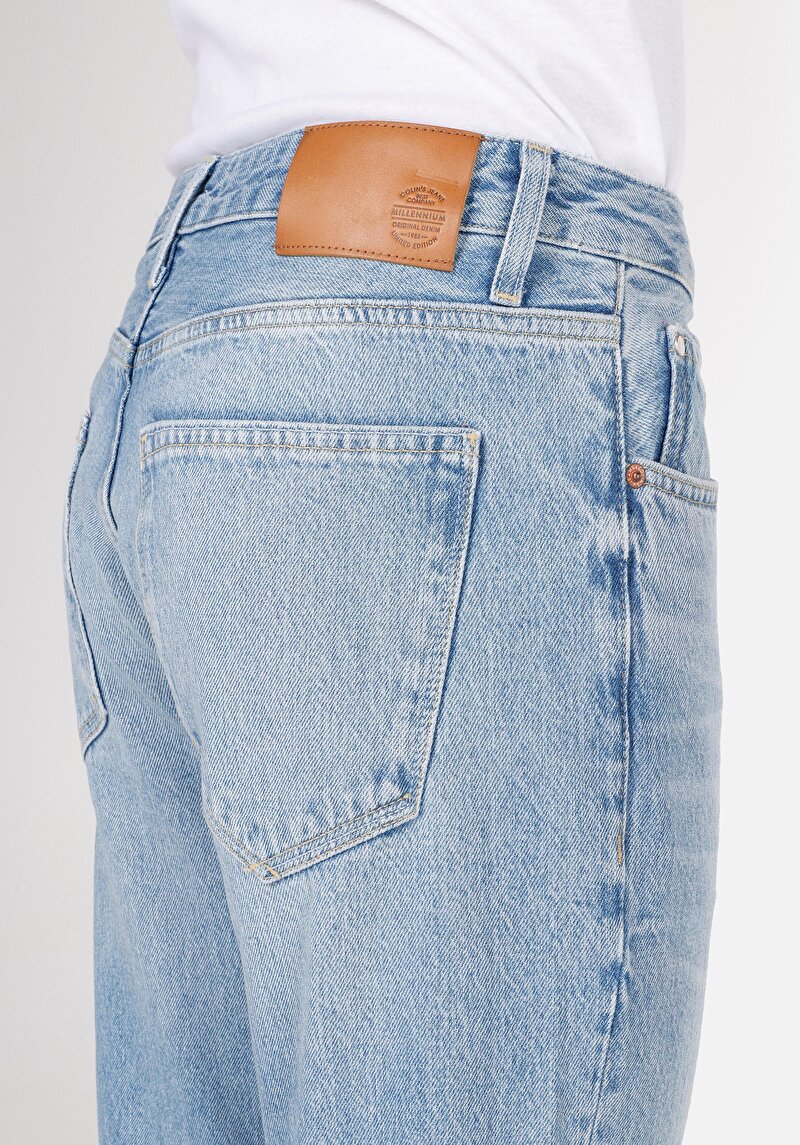 Regular Fit Orta Bel Düz Paça Erkek İndigo Jean Pantolon