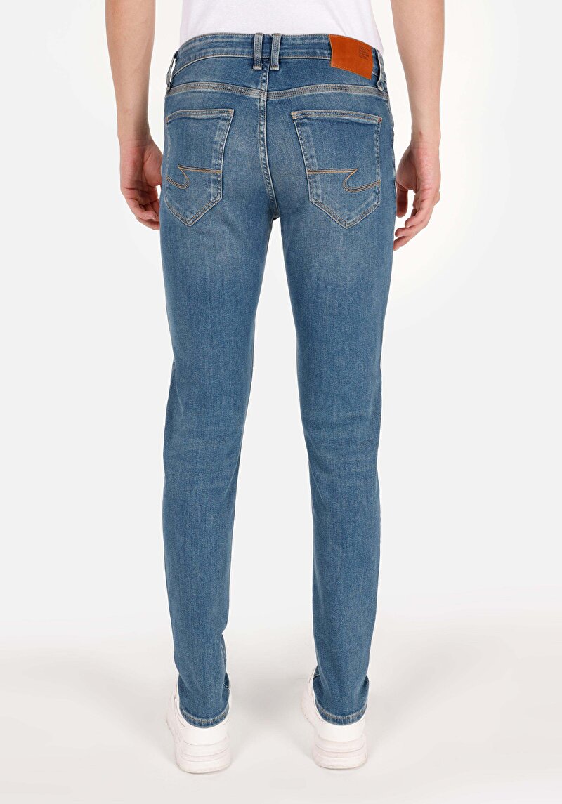 Slim Fit Erkek İndigo Jean Pantolon