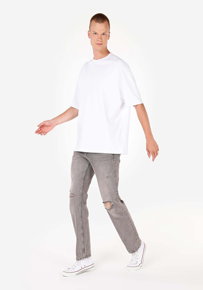 Slım Straıght Erkek Gri Jean Pantolon