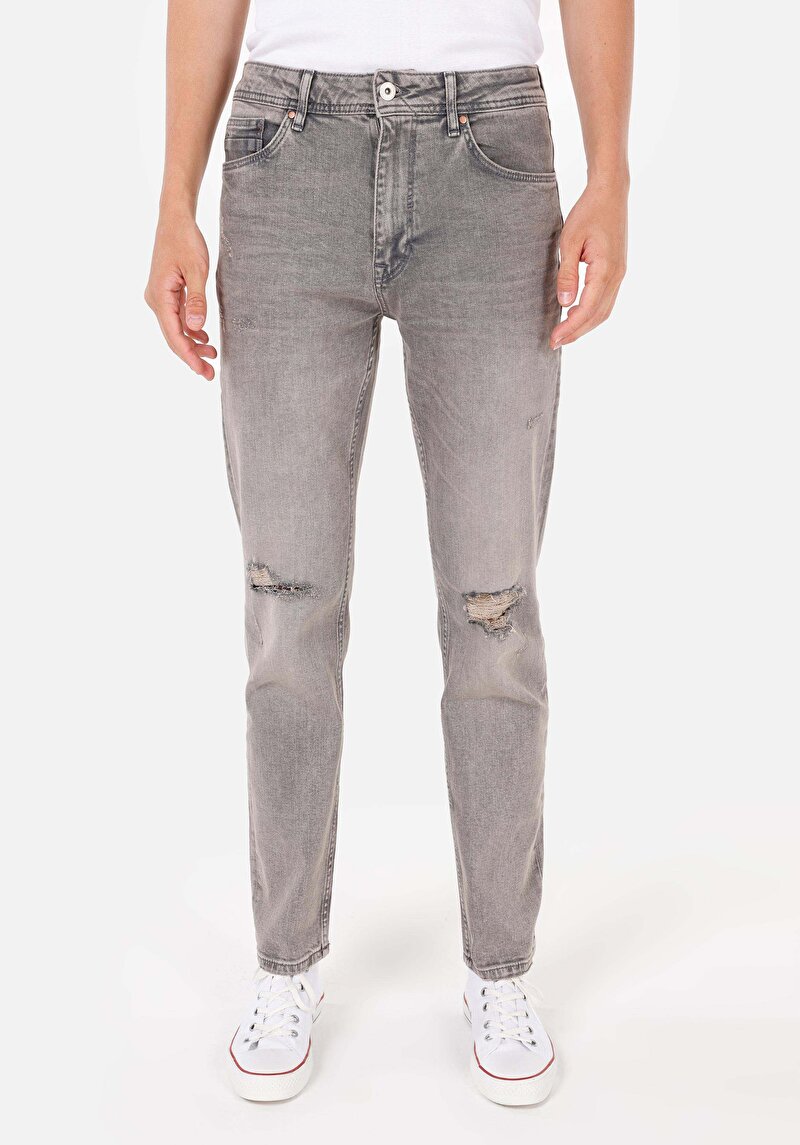Slım Straıght Erkek Gri Jean Pantolon