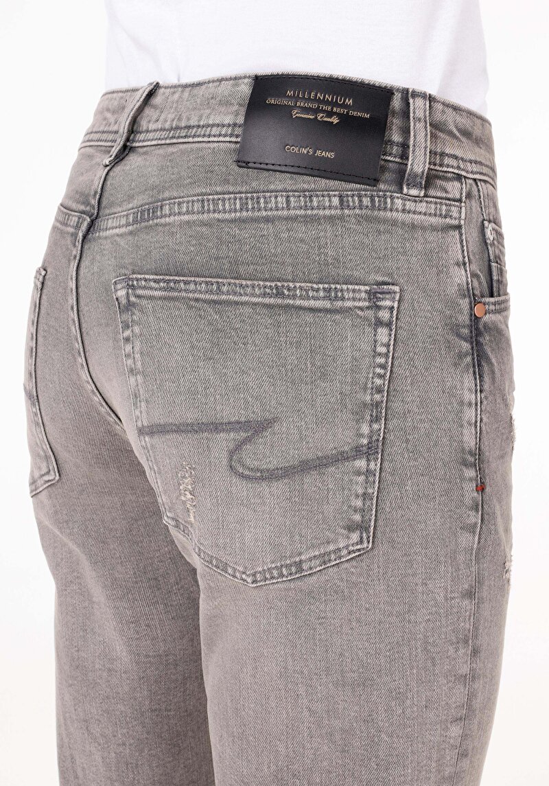 Slım Straıght   Erkek Gri Jean Pantolon