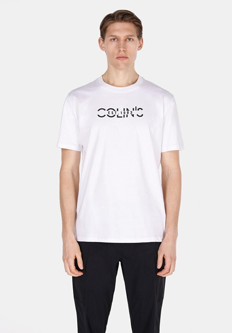 Comfort Fit Yuvarlak Yaka Düz Erkek Beyaz Kısa Kol Örme Tişört