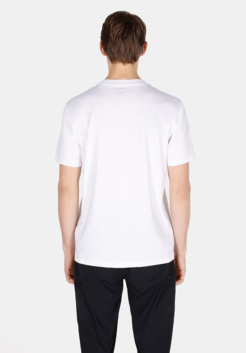 Comfort Fit Yuvarlak Yaka Düz Erkek Beyaz Kısa Kol Örme Tişört