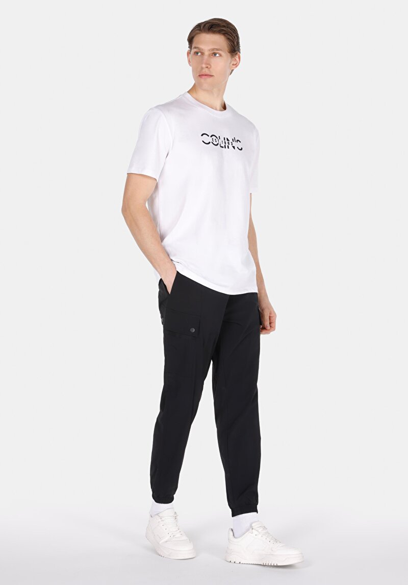 Comfort Fit Yuvarlak Yaka Düz Erkek Beyaz Kısa Kol Örme Tişört