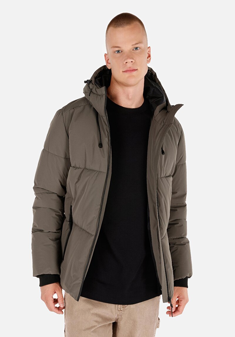 Slim Fit Erkek Yeşil Mont