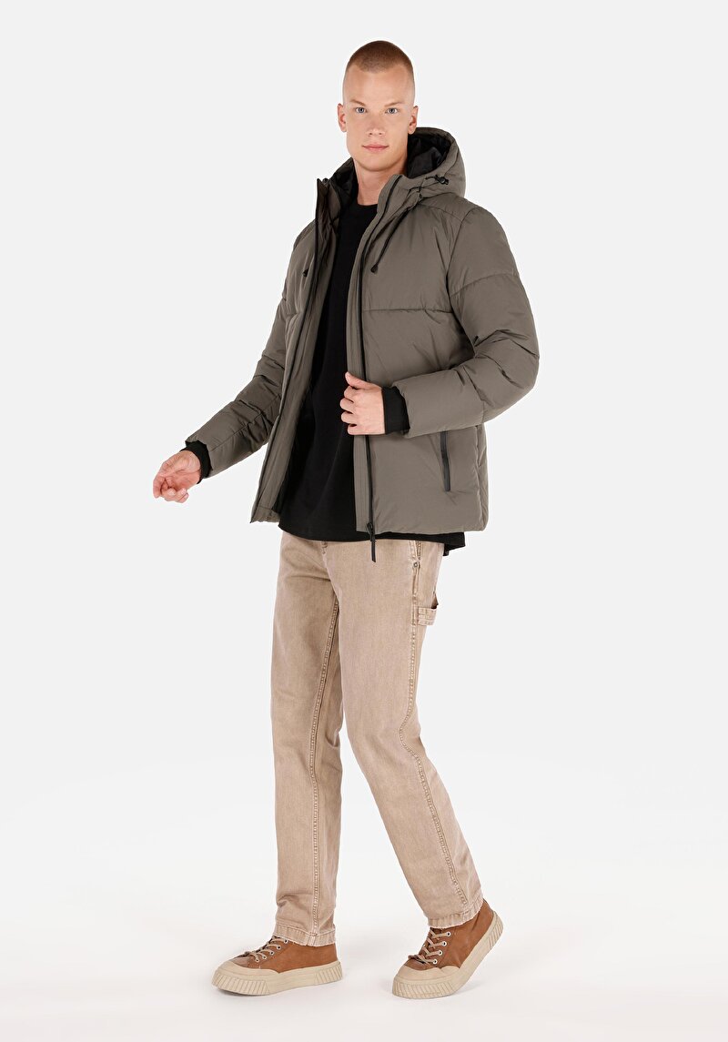 Slim Fit Erkek Yeşil Mont