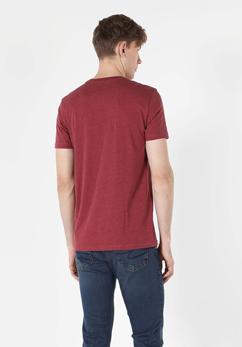 Classic Fit Yuvarlak Yaka  Erkek Mor Kısa Kol Tişört Cltkttshm0022575