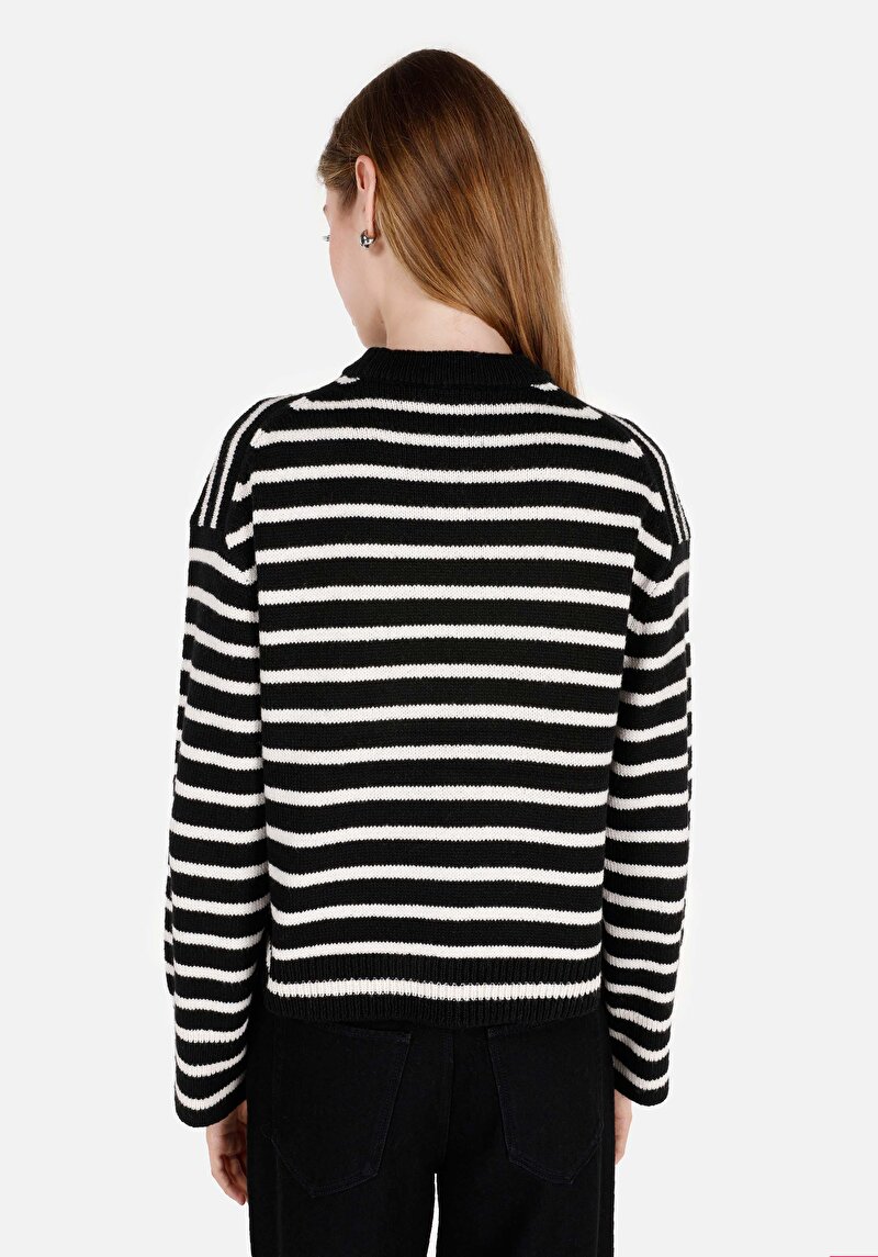 Regular Fit Yuvarlak Yaka Kadın Siyah Triko Kazak