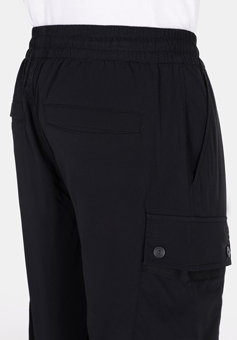 Slim Fit Orta Bel Lastikli Paça Erkek Siyah  Pantolon