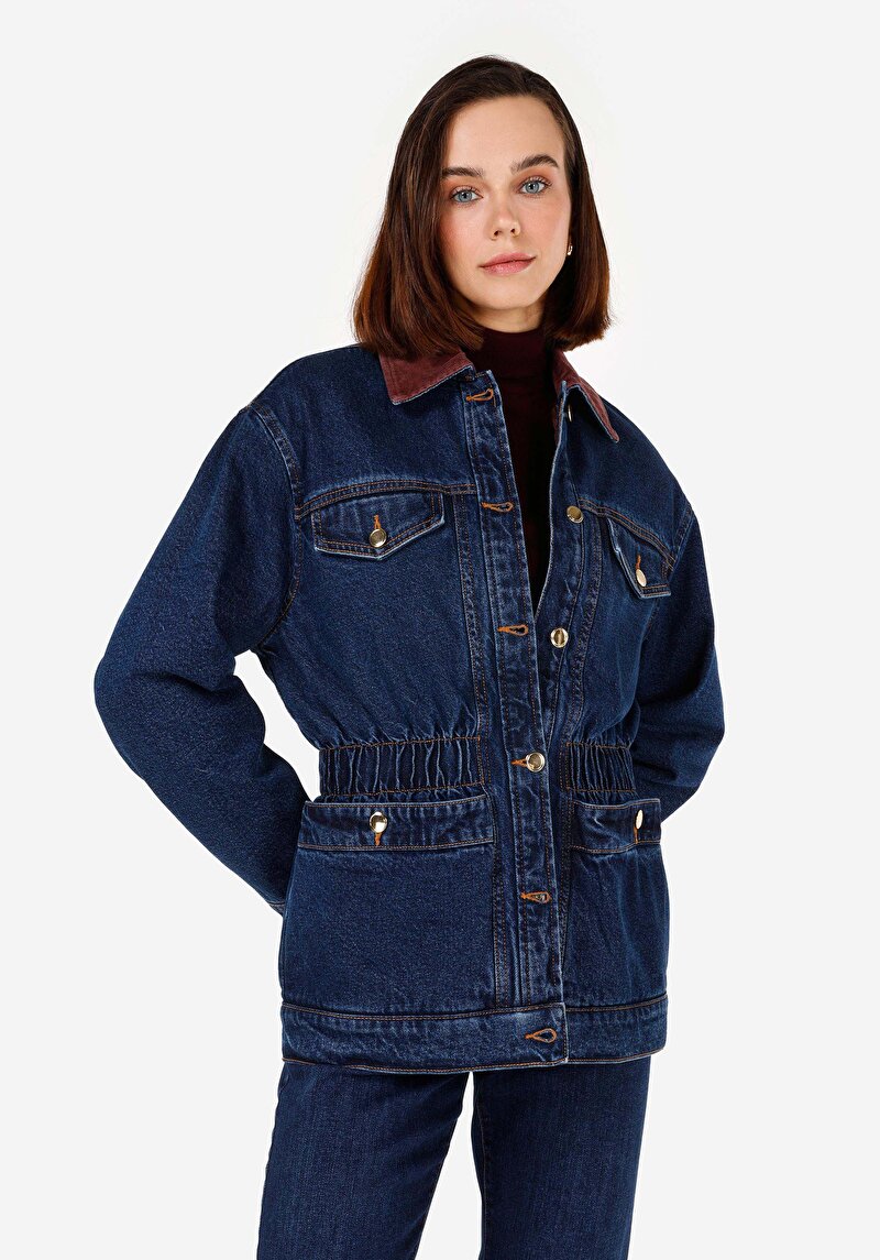 Slim Fit Kadın Koyu Mavi Ceket