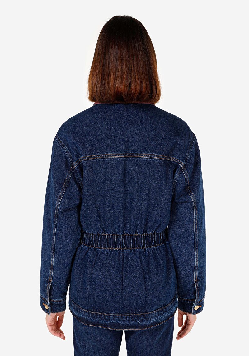 Slim Fit Kadın Koyu Mavi Ceket