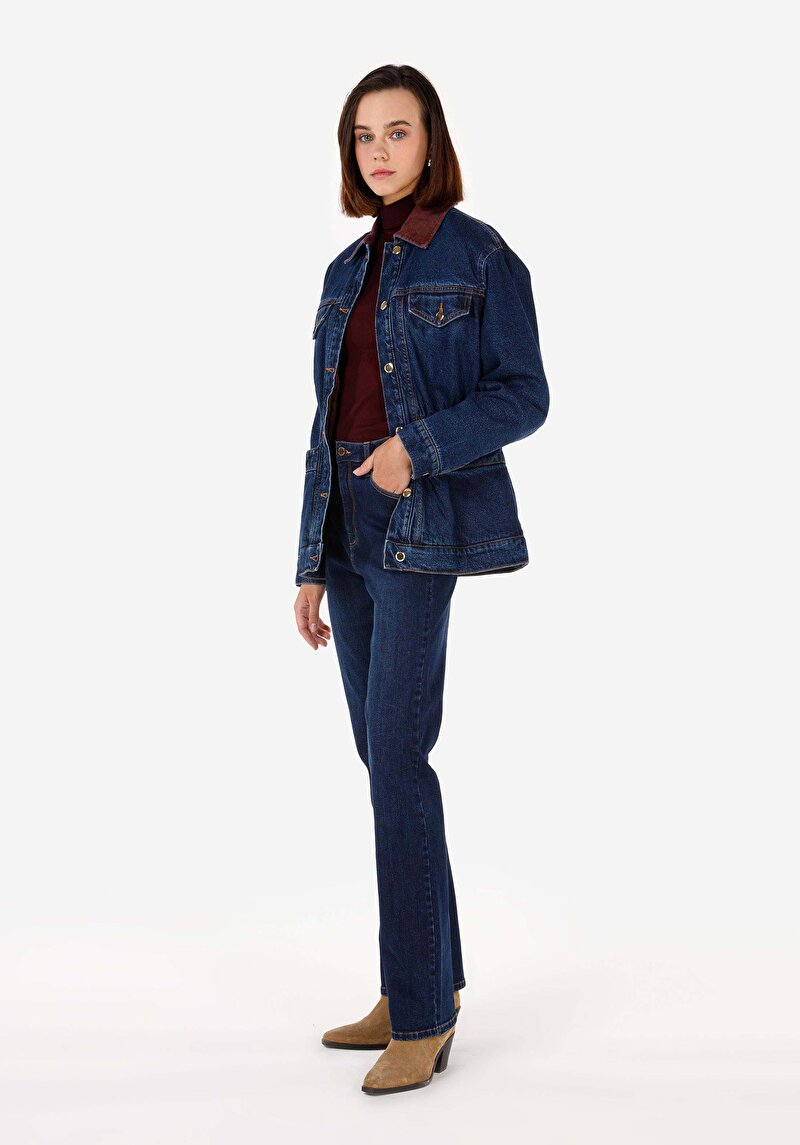 Slim Fit Kadın Koyu Mavi Ceket