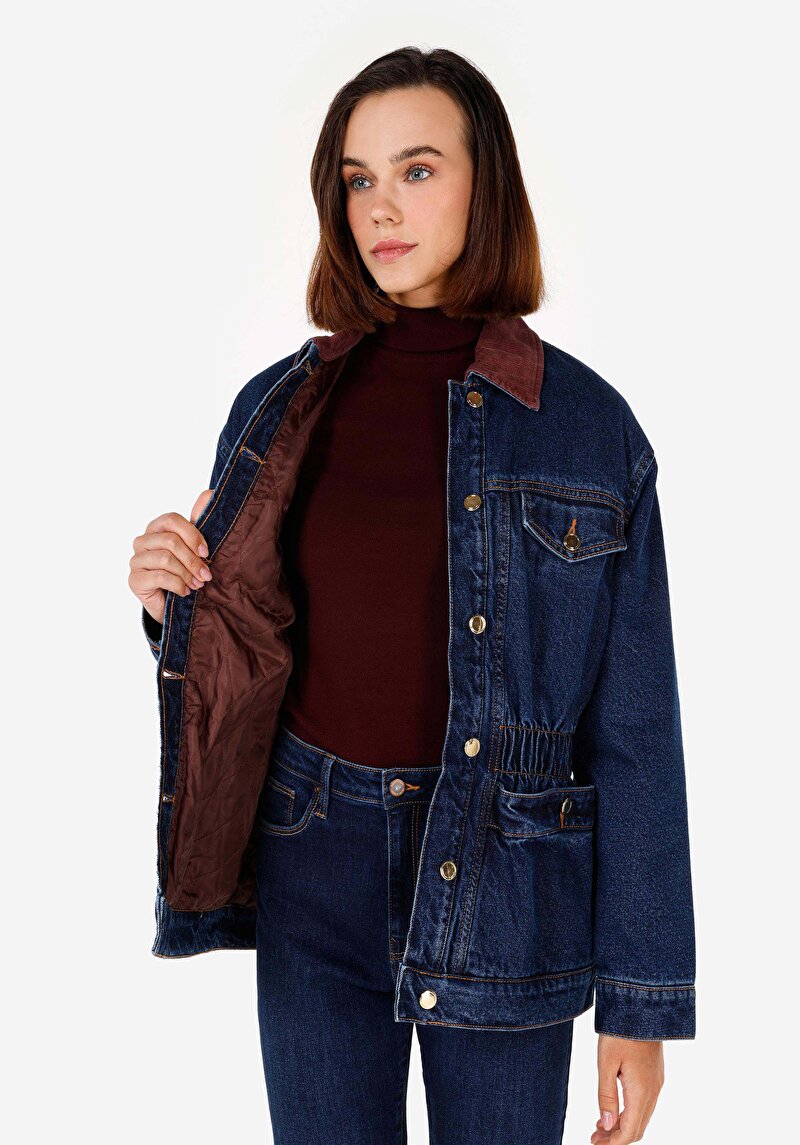 Slim Fit    Kadın Koyu Mavi Ceket