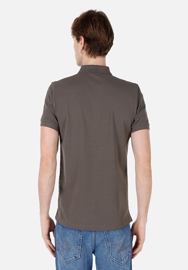 Classic Fit Polo Yaka Düz Erkek Düğmeli Yeşil Kısa Kol Tişört