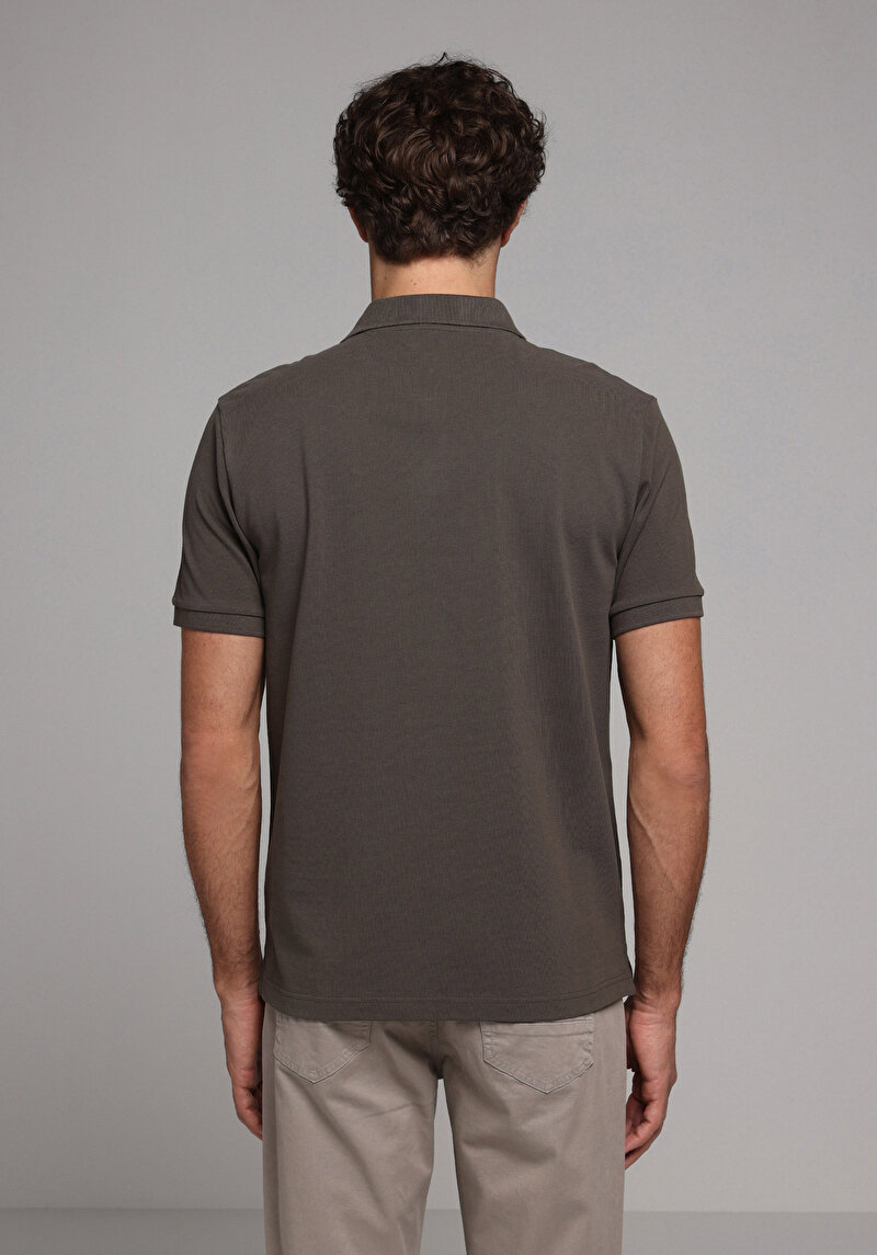 Regular Fit Polo Yaka Düz Erkek Yeşil Pamuklu Cepsiz Kısa Kol Tişört