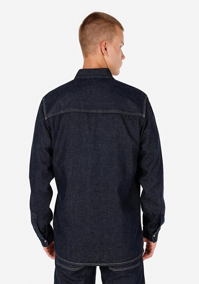 Regular Fit Klasik Yaka Erkek Pamuk Karışımlı Mavi Uzun Kol Gömlek