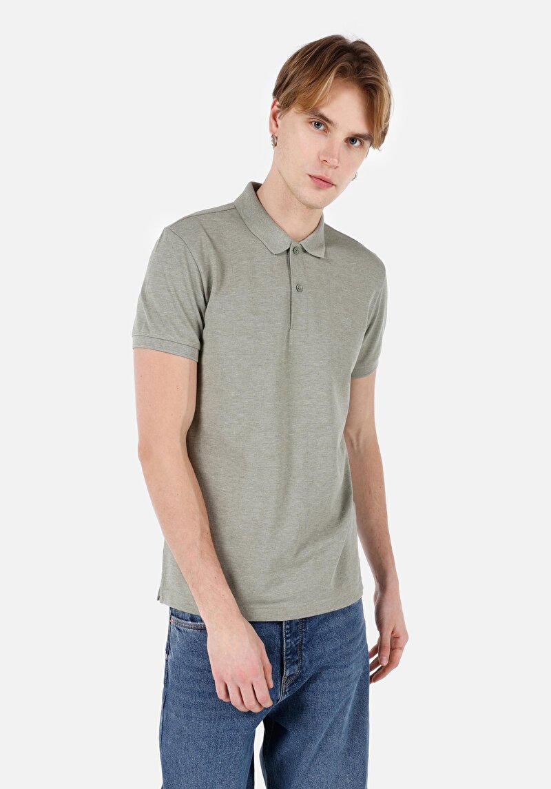 Classic Fit Polo Yaka Düz Erkek Düğmeli Kısa Kol Tişört