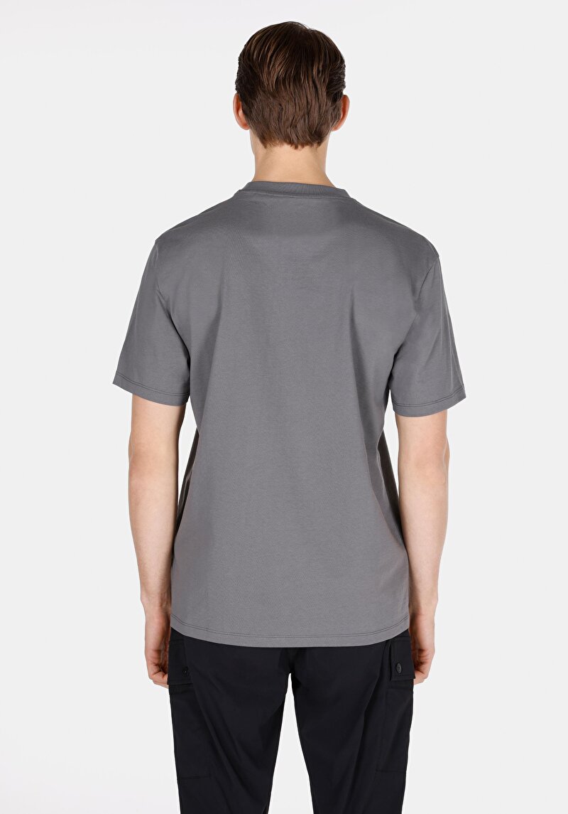 Comfort Fit Yuvarlak Yaka Düz Erkek Antrasit Kısa Kol Tişört