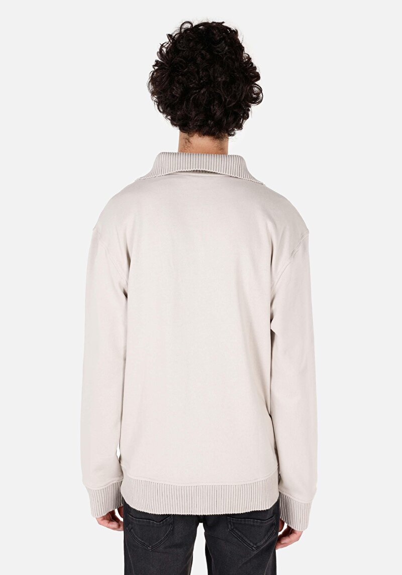 Comfort Fit Erkek Taş Sweatshirt