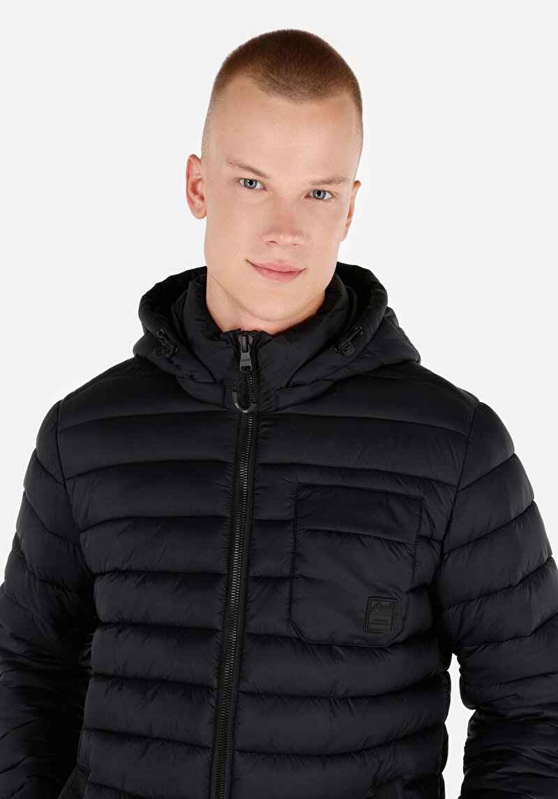 Slim Fit     Erkek Siyah Mont