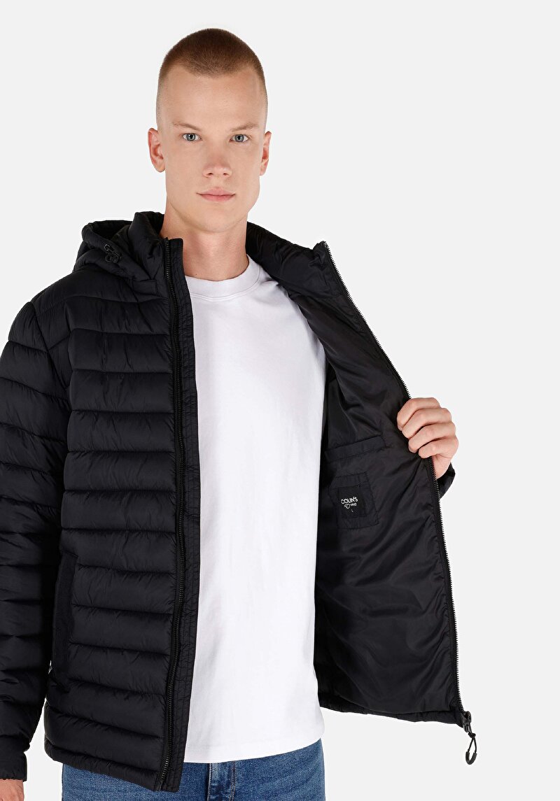 Slim Fit     Erkek Siyah Mont