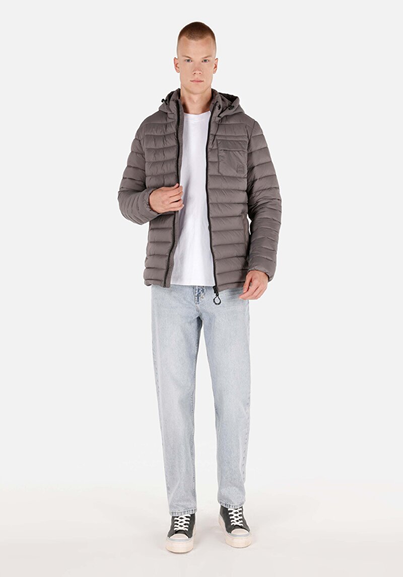 Slim Fit Erkek Gri Mont