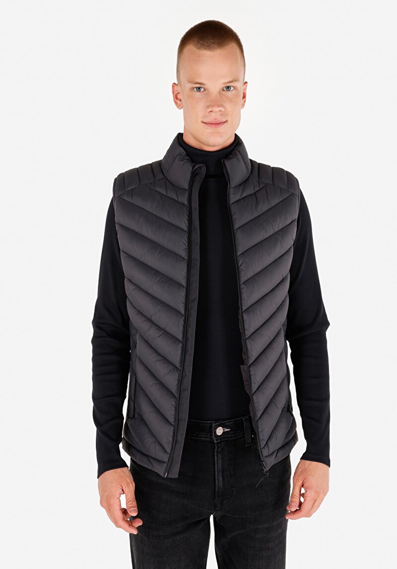 Slim Fit Erkek Antrasit Yelek