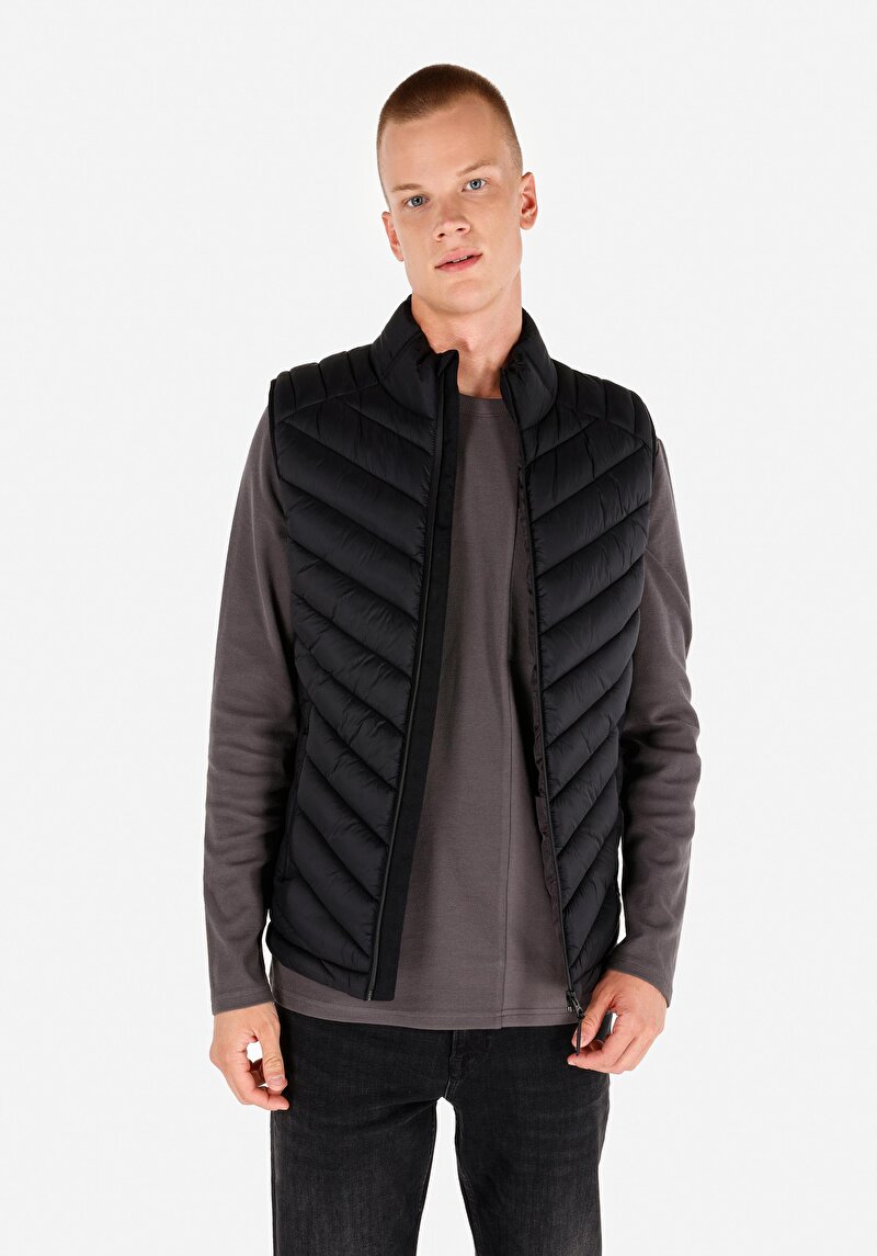 Slim Fit Erkek Siyah Yelek