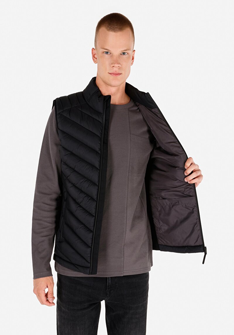 Slim Fit     Erkek Siyah Yelek