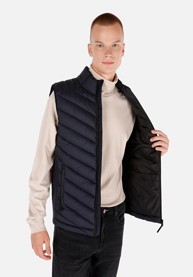 Slim Fit     Erkek Lacivert Yelek